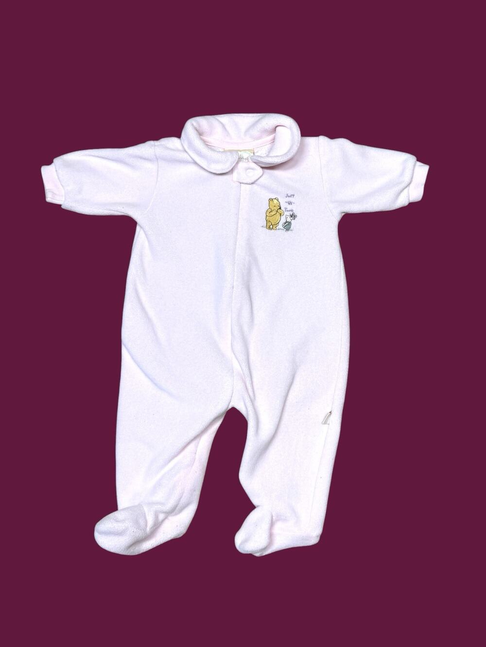 Vintage 90s Classic Pooh Winnie The Pooh Pink Baby Sleeper Footie Pajamas 3 mo